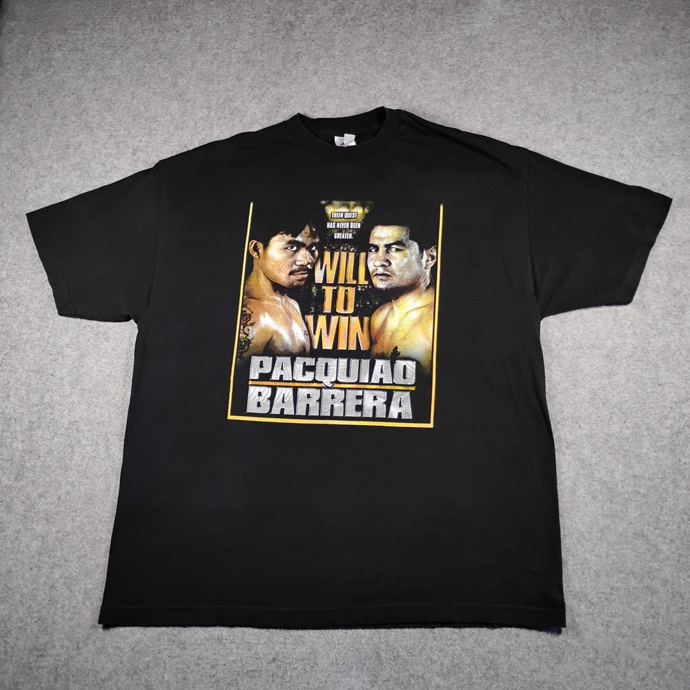Manny Pacquiao vs Barrera Shirt Men 2XL Black Will To Win Boxing Graphic